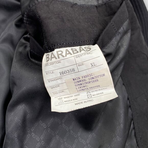 Barabas Bomber Jacket Mens Extra Large Quilted Wool Blend Zip Knit Sleeve Black - Picture 10 of 14